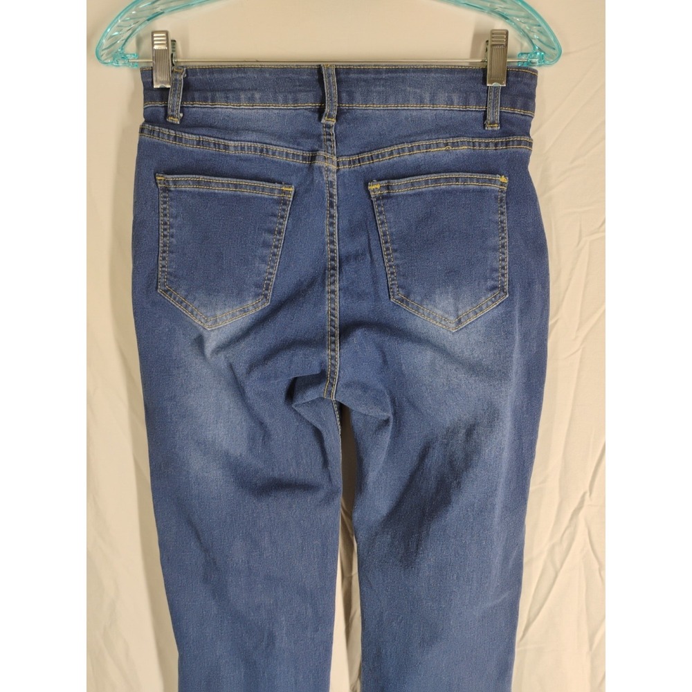 Unbranded Women's MEDIUM Dual Button Flap Closure Mid Rise Denim Blue Jeans - Picture 6 of 8